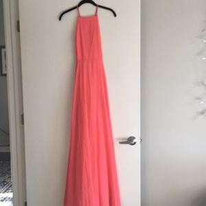 Lulus Coral Floor Length Dress